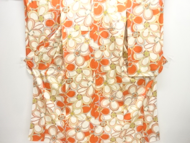 JAPANESE KIMONO / ANTIQUE FURISODE / SILK / ABSTRACT FLOWER